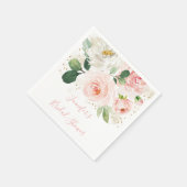 Serviette En Papier Mariage Rose Pâle Or Fleurs Bridal Shower (Coin)