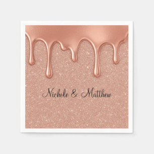 Serviette En Papier Mariage rose Parties scintillant or & Lecteurs mét