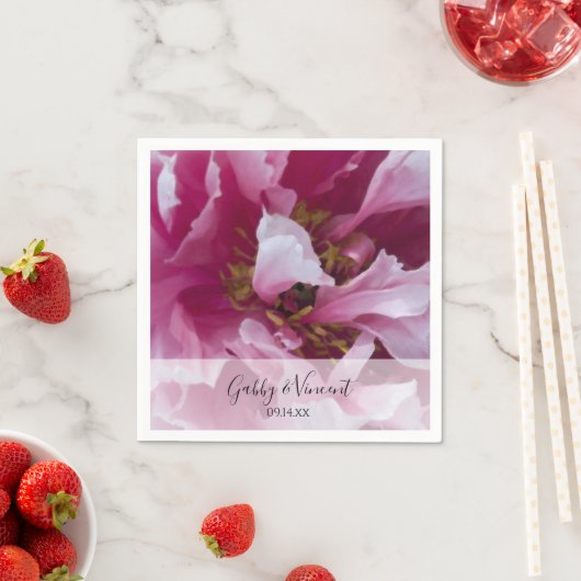 Serviette En Papier Mariage rose Peony (En situation)