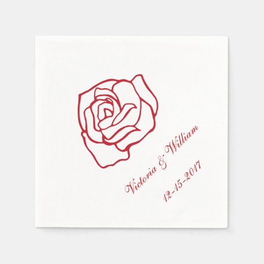 Serviette En Papier Mariage Rose personnalisé serviettes (Devant)