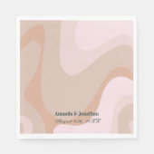 Serviette En Papier Mariage rose rétro Wave Monogram (Devant)