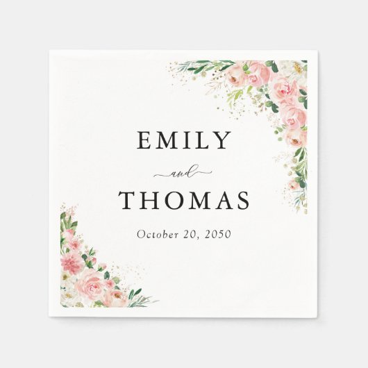 Serviette En Papier Mariage rose rose vierge (Devant)