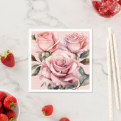 Serviette En Papier Mariage rose Roses (En situation)