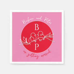 Serviette En Papier Mariage Rose Rouge Moderne
