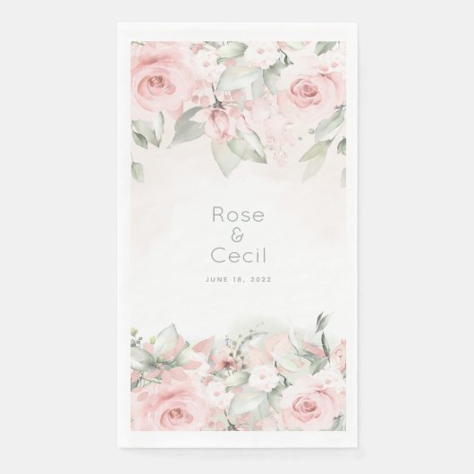 Serviette En Papier Mariage Rose rougissant (Devant)