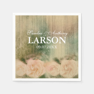 Serviette En Papier Mariage Rose rustique Napkin