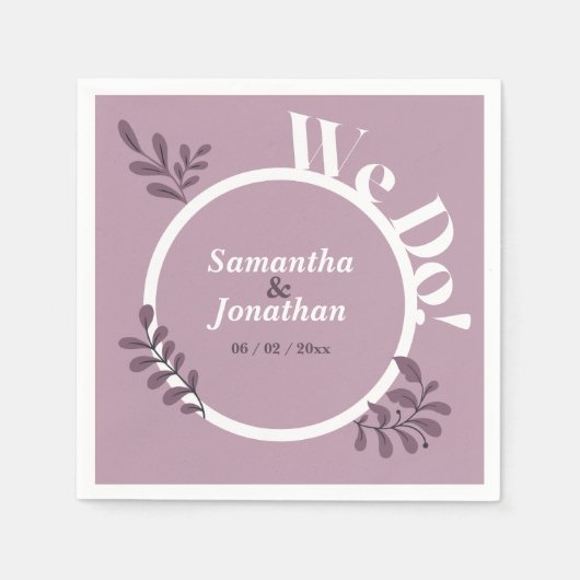 Serviette En Papier Mariage rose simple (Devant)