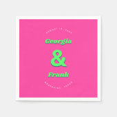 Serviette En Papier Mariage Rose & Vert Ou Partie D'Engagement (Devant)