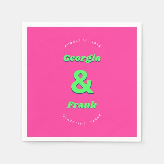 Serviette En Papier Mariage Rose & Vert Ou Partie D'Engagement (Devant)