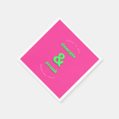 Serviette En Papier Mariage Rose & Vert Ou Partie D'Engagement (Coin)