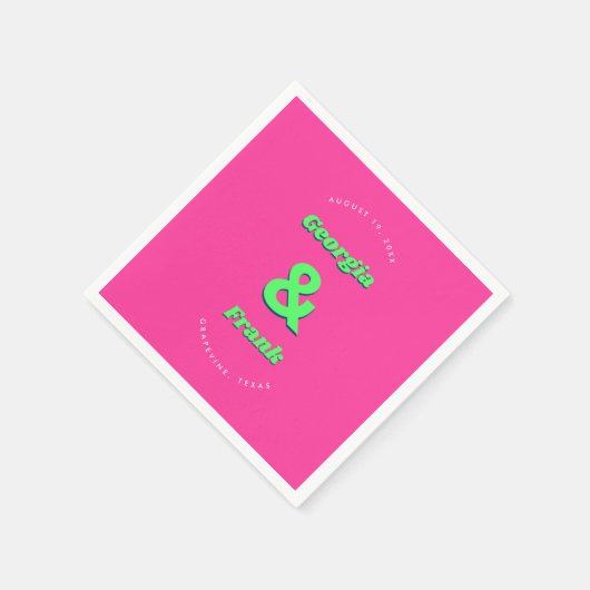 Serviette En Papier Mariage Rose & Vert Ou Partie D'Engagement (Coin)