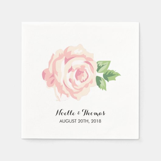 Serviette En Papier Mariage Rose vintage (Devant)