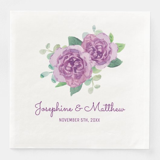 Serviette En Papier Mariage Rose violet (Devant)