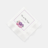 Serviette En Papier Mariage Roses Ultra violet et rose (Coin)