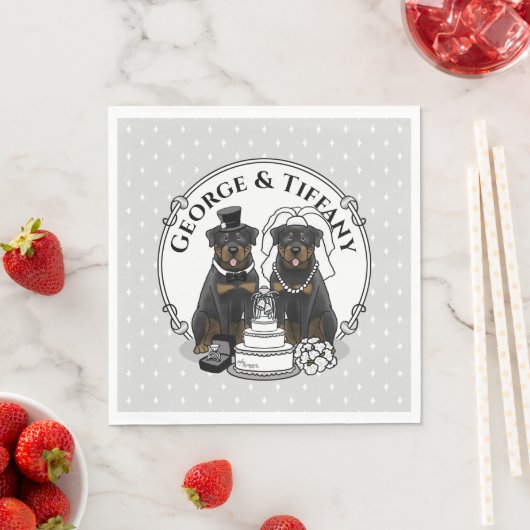 Serviette En Papier Mariage Rottweilers marié et chien de chambre mign (En situation)
