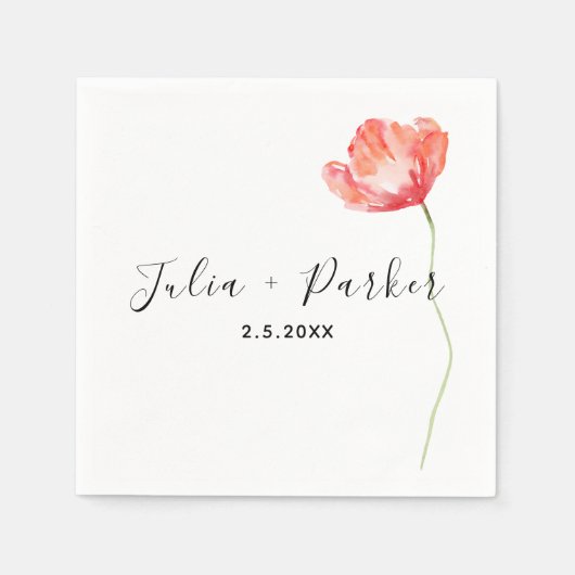 Serviette En Papier Mariage rouge de Poppy moderne (Devant)