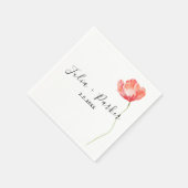 Serviette En Papier Mariage rouge de Poppy moderne (Coin)