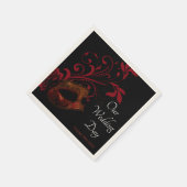 Serviette En Papier Mariage rouge floral (Coin)