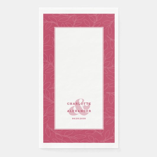 Serviette En Papier Mariage rouge magenta moderne mariée et Motif de c (Devant)