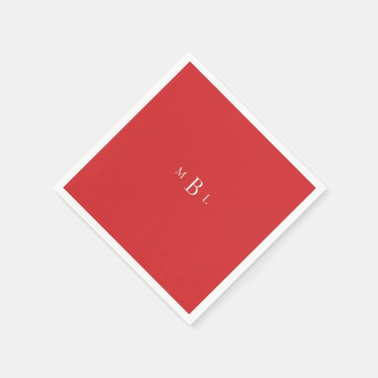 Serviette En Papier Mariage rouge Monogramme blanc (Coin)