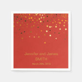 Serviette En Papier Mariage rouge personnalisé Confetti Parties scinti (Devant)