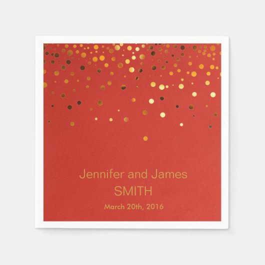 Serviette En Papier Mariage rouge personnalisé Confetti Parties scinti (Devant)
