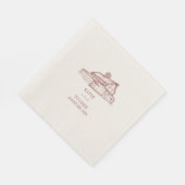 Serviette En Papier Mariage rouge roux routé (Coin)