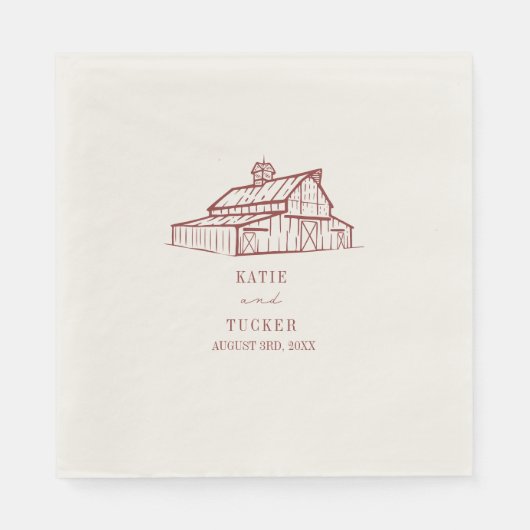 Serviette En Papier Mariage rouge roux routé (Devant)