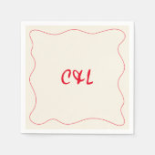 Serviette En Papier Mariage rouge Whimsical Rétro manuscrit (Devant)