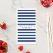 Serviette En Papier Mariage Royal Bleu rayé (En situation)