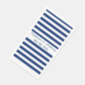 Serviette En Papier Mariage Royal Bleu rayé (Coin)