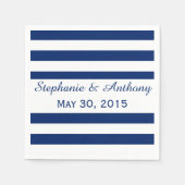 Serviette En Papier Mariage Royal Bleu rayé (Devant)