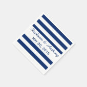Serviette En Papier Mariage Royal Bleu rayé (Coin)