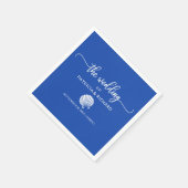 Serviette En Papier Mariage Royal Blue and White Seashell Beach (Coin)
