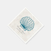 Serviette En Papier Mariage Royal Blue Rustic Seashell (Coin)