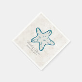 Serviette En Papier Mariage Royal Blue Rustic Starfish (Coin)