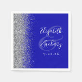 Serviette En Papier Mariage Royal Blue Silver Parties scintillant (Devant)