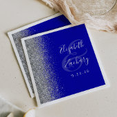Serviette En Papier Mariage Royal Blue Silver Parties scintillant
