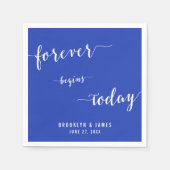 Serviette En Papier Mariage Royal Blue simple pour toujours (Devant)