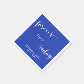 Serviette En Papier Mariage Royal Blue simple pour toujours (Coin)