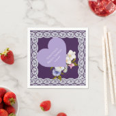 Serviette En Papier Mariage Royal Prune et Dentelle (En situation)