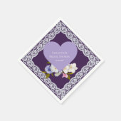 Serviette En Papier Mariage Royal Prune et Dentelle (Coin)