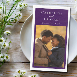 Serviette En Papier Mariage Royal Violet Photo Personnalisée