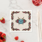 Serviette En Papier Mariage RPG Roses Monogramme D20  (En situation)