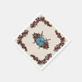 Serviette En Papier Mariage RPG Roses Monogramme D20  (Coin)