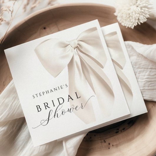 Serviette En Papier Mariage Ruban Ivoire Blanc