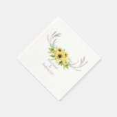 Serviette En Papier Mariage Russe Deer Antlers Sunflower Monogramme (Coin)