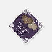 Serviette En Papier Mariage Russe violet Burlap dentelle lumière (Coin)