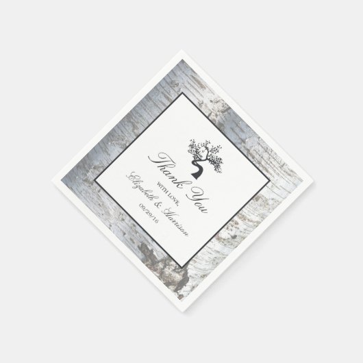 Serviette En Papier Mariage Rustic Silver Birch Tree (Coin)