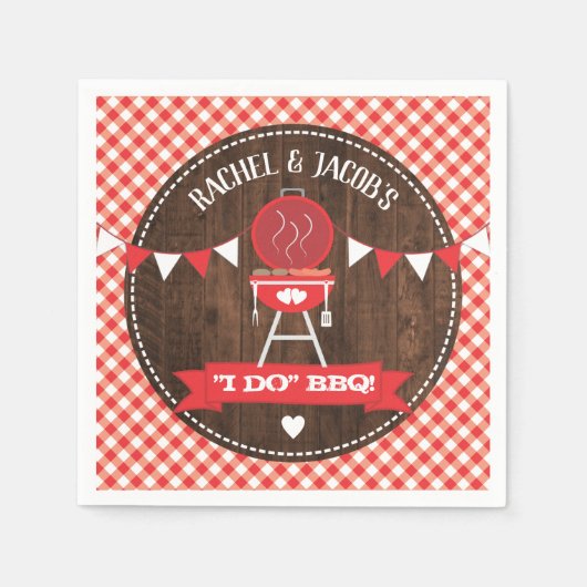 Serviette En Papier Mariage rustique à thème BBQ rouge Shower de fianç (Devant)